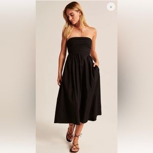 Abercrombie Emerson Strapless Poplin Midi Dress